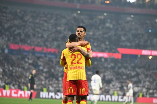 Football : Olympique Lyonnais v Racing LENS - French ligue 1- 17 05 2026 SAID Wesley of Lens scoring goal during the French ligue 1 match between Olympique Lyonnais and Racing Lens at Groupama Stadium Decines Charpieu Lyon on May 17, 2026 , France LYONFrance  Copyright: xMouradxAllilix