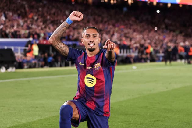 May 17, 2026, Barcelona, Barcelona, SPAIN: Raphinha of FC Barcelona, Barca celebrates a goal during the Spanish league, LaLiga EA Sports, football match played between FC Barcelona and Real Betis at Spotify Camp Nou stadium on May 17, 2026 in Barcelona, Spain. FC Barcelona V Real Betis - LaLiga EA Sports  - ZUMAa181 20260517_zaa_a181_381 Copyright: xJavierxBorregox