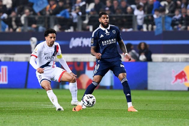 Paris FC v Paris Saint-Germain - Ligue 1 McDonald s 2025 2026 05 MARQUINHOS (psg) - 09 Willem GEUBBELS (pfc) during the Ligue 1 McDonald s match between Paris FC and Paris SG at Stade Jean Bouin on May 17, 2026 in Paris, France. Paris France  Copyright: xFEPx 776348394