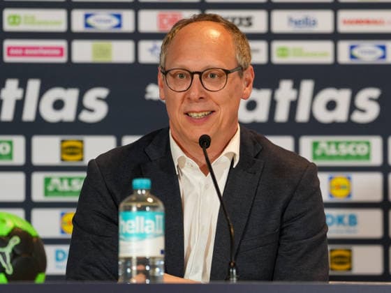 Mark Schober (Deutscher Handballbund, Vorstandsvorsitzender) spricht waehrend einer Pressekonferenz zum Stand des Verbandes. Deutscher Handballbund, Pressekonferenz, LanXESS Arena, Koeln, GER, 17.05.2026 Foto: HMB Media Scott W. Coleman Koeln LanXESS Arena Nordrhein-Westfalen GER Copyright: xScottxW.xColemanx