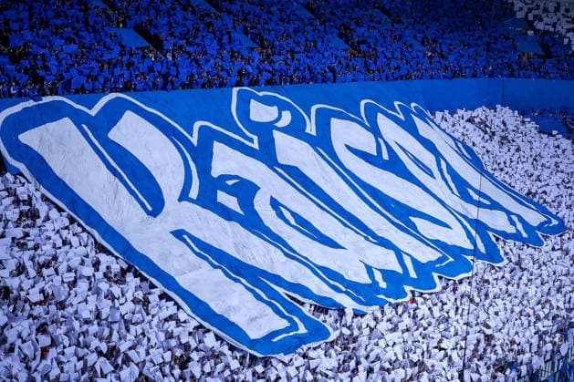 17 05 2026, Football, FC Schalke 04 Eintracht Braunschweig, 34 Matchday, 2 Soccer Bundesliga, Veltins Arena Gelsenkirchen, Season 2025 2026 Spectators Fans Ultras during the choreo choreography before the match spread over all stands DFB regulations prohibit any use of photographs as image sequences and or quasi video North Rhine-Westphalia Germany