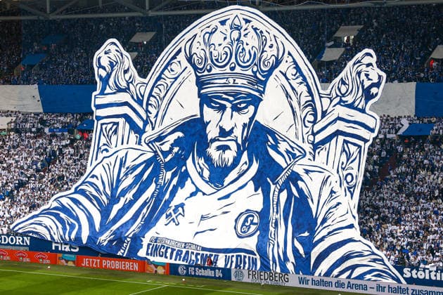 2 Bundesliga FC Schalke 04 Eintracht Braunschweig on 17 05 2026 in the Veltins Arena on Schalke The Schalke fans with a whole stadium choreo, choreography, choreography Kaiser im Revier MH