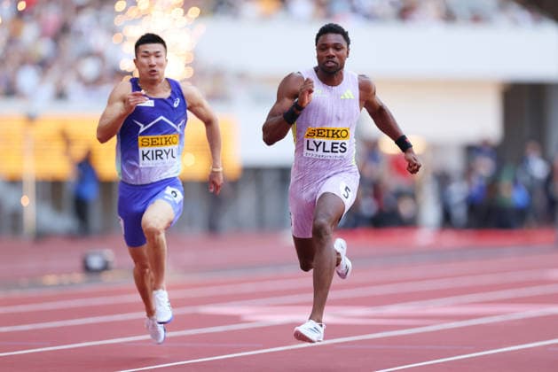 (L to R) Yoshihide Kiryu, Noah Lyles (USA), MAY 17, 2026 - Athletics : World Athletics Continental Tour Seiko Golden Grand Prix in Tokyo Men s 100m Final at National Stadium in Tokyo, Japan. Noxthirdxpartyxsales  aflo_330782104