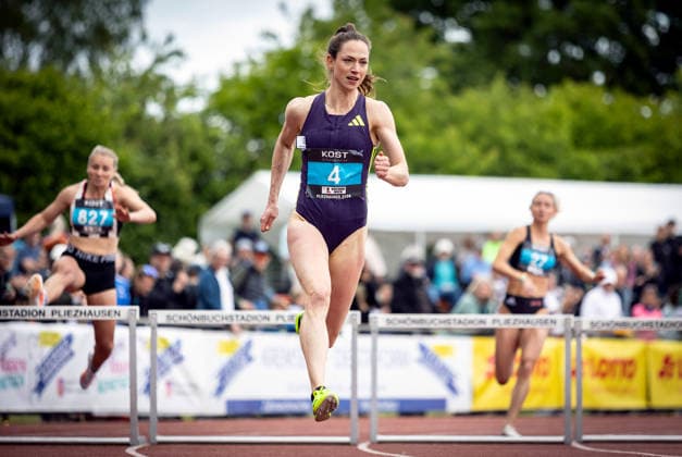 35 International Runners Meeting Pliezhausen, 17 05 2026 Eileen Demes GER TV 1861 Neu Isenburg in the womens 300m hurdles race 35 International Runners Meeting on 17 05 2026 in the Schönbuch Stadium in Pliezhausen Baden Württemberg Copyright: xBEAUTIFULxSPORTS R.xSchmittx