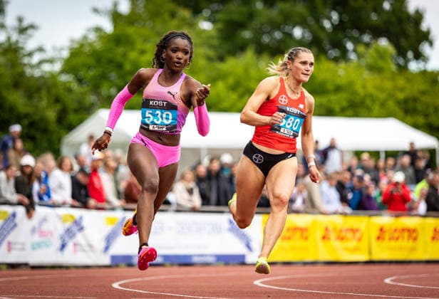 35 International Runners Meeting Pliezhausen, 17 05 2026 Daryl Ndasi GER Munich Athletics and Franziska Schuster GER TSV Bayer 04 Leverkusen in the womens 150m sprint 35 International Runners Meeting on 17 05 2026 at Schönbuchstadion in Pliezhausen Baden Württemberg Copyright: xBEAUTIFULxSPORTS R.xSchmittx