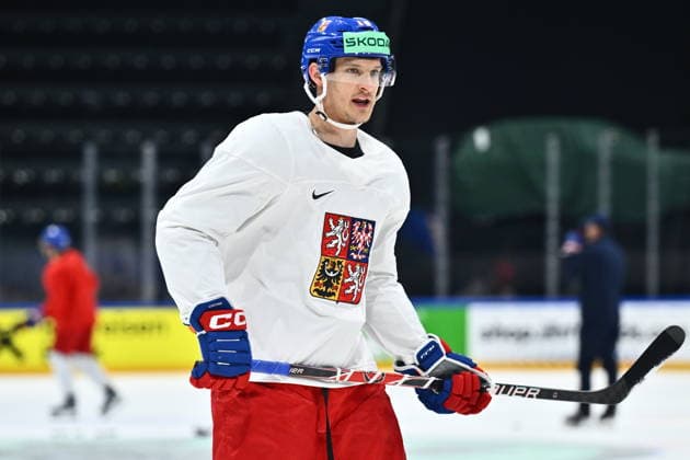 Dominik Kubalik attends Czech national Ice hockey, Eishockey team training session at the 2026 IIHF Ice Hockey World Championship, WM, Weltmeisterschaft in Fribourg, Switzerland, on May 18, 2026. (CTKxPhoto RadekxPetrasek) CTKPhotoP2026051803045  CTKPhotoP2026051803045