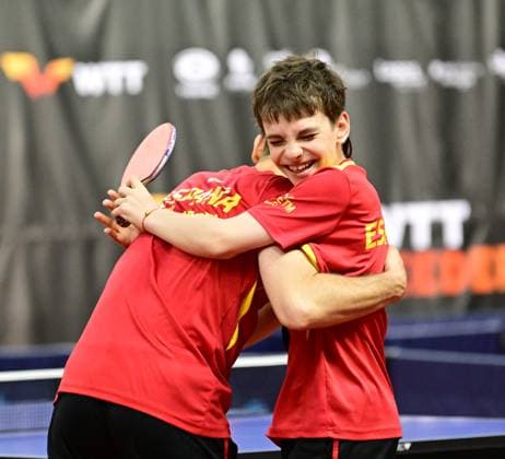 12 year old Ladimir Mayorov with Albert Virardell from Spain goes to the semi final from Spain at WTT Feeder Lagos in Portugal 12 year old Ladimir Mayorov with Albert Virardell from Spain reach surprisingly the semi final in Mens Double the WTT Feeder in Lagos, Portugal, on May 18, 2026 Lagos, Portugal Hessen Portugal