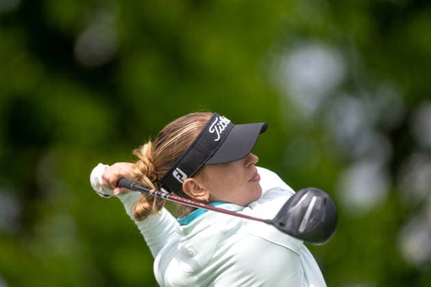 HAMBURG, GERMANY - MAY 17: Chiara Noja of Germany driving from the tee of the 12th hole during the final round of the Amundi German Masters at Green Eagle Golf Courses on May 17, 2026 in Hamburg, Germany. Credit: Andy Astfalck NurPhoto Germany Copyright: xAndyxAstfalckx