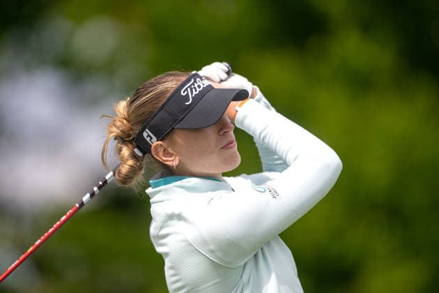 HAMBURG, GERMANY - MAY 17: Chiara Noja of Germany driving from the tee of the 12th hole during the final round of the Amundi German Masters at Green Eagle Golf Courses on May 17, 2026 in Hamburg, Germany. Credit: Andy Astfalck NurPhoto Germany Copyright: xAndyxAstfalckx