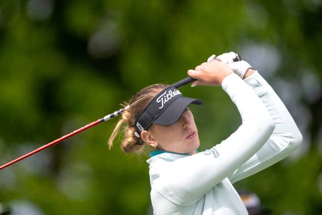 HAMBURG, GERMANY - MAY 17: Chiara Noja of Germany driving from the tee of the 12th hole during the final round of the Amundi German Masters at Green Eagle Golf Courses on May 17, 2026 in Hamburg, Germany. Credit: Andy Astfalck NurPhoto Germany Copyright: xAndyxAstfalckx