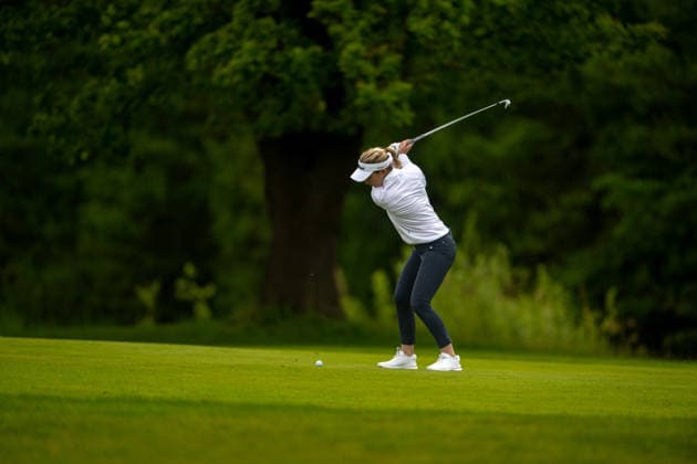 Amundi German Masters - Fourth Round Laura Fuenfstueck of Germany drives her second shot from the fairway of the 6th hole during the final round of the Amundi German Masters at Green Eagle Golf Courses in Hamburg, Germany, on May 17, 2026. Hamburg Germany  Copyright: xAndyxAstfalckx originalFilename:astfalck-amundige260518_nplHH.jpg