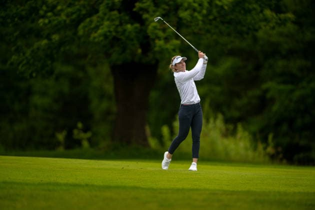 Amundi German Masters - Fourth Round Laura Fuenfstueck of Germany drives her second shot from the fairway of the 6th hole during the final round of the Amundi German Masters at Green Eagle Golf Courses in Hamburg, Germany, on May 17, 2026. Hamburg Germany  Copyright: xAndyxAstfalckx originalFilename:astfalck-amundige260518_npd8W.jpg
