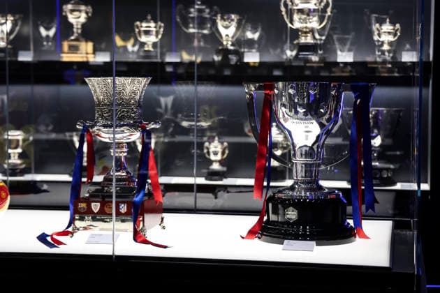 May 18, 2026, Barcelona, Barcelona, SPAIN: View of the trophies in the display cases during ceremony to present the championship trophies won by FC Barcelona, Barca in LaLiga EA Sports and the Spanish Super Cup, held at the club s museum on May 18, 2026 in Barcelona, Spain. Barcelona SPAIN - ZUMAa181 20260518_zaa_a181_002 Copyright: xJavierxBorregox