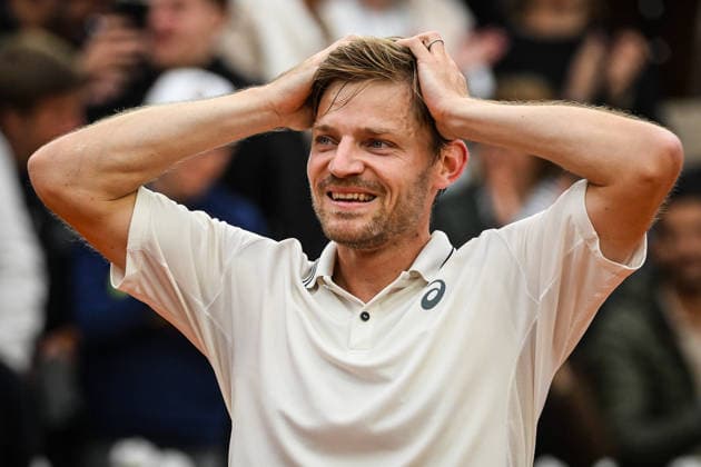 May 18, 2026, Paris, France, France: David GOFFIN of Belgium celebrates his victory during the first qualifying day of the Roland-Garros 2026, French Open 2026, Grand Slam tennis tournament at Roland-Garros Stadium on May 18, 2026 in Paris, France. Paris France - ZUMAm308 20260518_zsp_m308_043 Copyright: xMatthieuxMirvillex