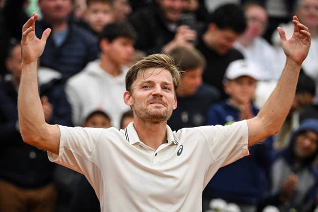 May 18, 2026, Paris, France, France: David GOFFIN of Belgium celebrates his victory during the first qualifying day of the Roland-Garros 2026, French Open 2026, Grand Slam tennis tournament at Roland-Garros Stadium on May 18, 2026 in Paris, France. Paris France - ZUMAm308 20260518_zsp_m308_042 Copyright: xMatthieuxMirvillex