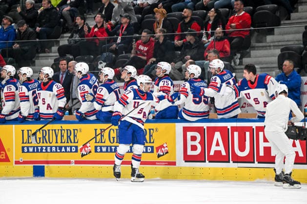 ZURICH, SWITZERLAND MAY 18 Matt Coronato of United States celebrates his goal during the 2026 IIHF Ice Hockey World Championship Switzerland game between Finland and USA at Swiss Life Arena on May 18, 2026 in Zurich, Zurich Zurich Swiss Life Arena Zurich Switzerland Copyright: xJustPictures.ch AndreaxBrancax jp-en-EuSpIm-JP7_ANB_Fin_USA_18052026_8899