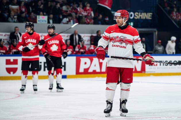 260518 Frederik Storm of Denmark during the 2026 IIHF Ice Hockey World Championship match between Canada and Denmark on May 18, 2026 in Fribourg Photo Jesper Zerman BILDBYRAN kod JZ JZ0718 ishockey ice hockey ishockey vm 2026 vm 2026 iihf world championship kanada canada danmark denmark canada kanada bbeng danmark denmark  Copyright: JESPERxZERMAN BB260518JZ081