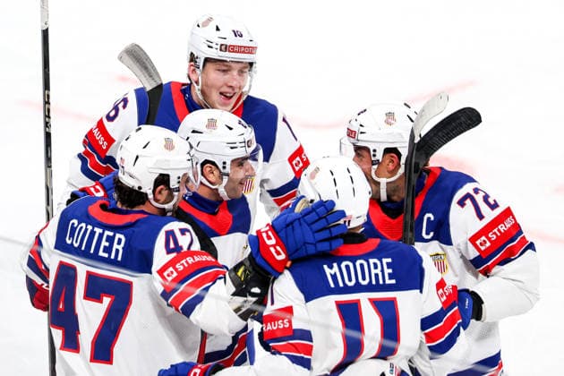 Ice hockey, Eishockey - IIHF WC 2026 ZURICH,SWITZERLAND,18.MAY.26 - ICE HOCKEY - IIHF Ice Hockey World Championship, WM, Weltmeisterschaft 2026, group stage, Finland vs USA. Image shows the rejoicing of USA.  GEPAxpictures xMaticxKlansek