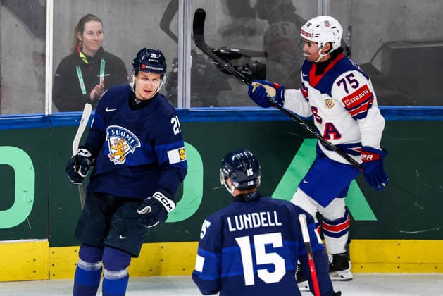Ice hockey, Eishockey - IIHF WC 2026 ZURICH,SWITZERLAND,18.MAY.26 - ICE HOCKEY - IIHF Ice Hockey World Championship, WM, Weltmeisterschaft 2026, group stage, Finland vs USA. Image shows the rejoicing of Patrik Puistola (FIN).  GEPAxpictures xMaticxKlansek