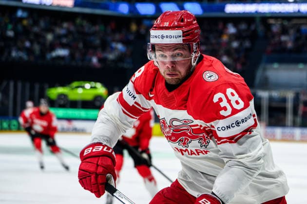 260518 Morten Poulsen of Denmark during the 2026 IIHF Ice Hockey World Championship match between Canada and Denmark on May 18, 2026 in Fribourg Photo Jesper Zerman BILDBYRAN kod JZ JZ0718 ishockey ice hockey ishockey vm 2026 vm 2026 iihf world championship kanada canada danmark denmark canada kanada bbeng danmark denmark  Copyright: JESPERxZERMAN BB260518JZ093