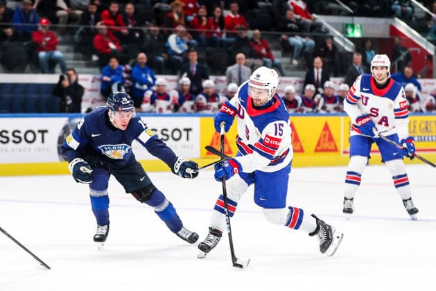 Ice hockey, Eishockey - IIHF WC 2026 ZURICH,SWITZERLAND,18.MAY.26 - ICE HOCKEY - IIHF Ice Hockey World Championship, WM, Weltmeisterschaft 2026, group stage, Finland vs USA. Image shows Waltteri Merela (FIN) and Tommy Novak (USA).  GEPAxpictures xMaticxKlansek