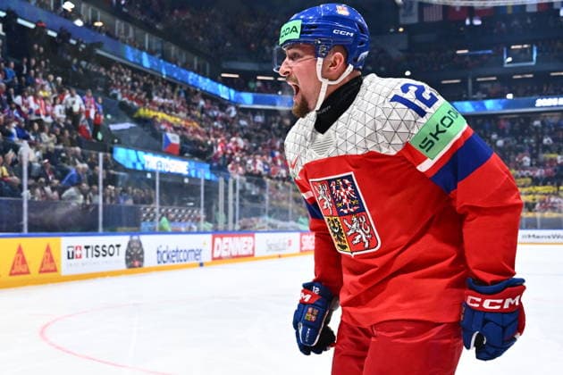 Jiri Cernoch of Czech Republic reacts during the IIHF World Championship, WM, Weltmeisterschaft Group B match Sweden vs Czech Republic on May 18, 2026, Fribourg, Switzerland. (CTKxPhoto RadekxPetrasek) CTKPhotoP2026051807826  CTKPhotoP2026051807826