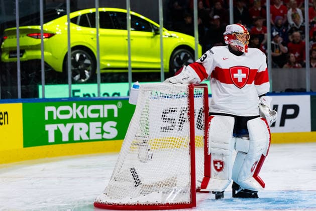 ZURICH, SWITZERLAND - MAY 18: Leonardo Genoni (Switzerland, 63) during the Preliminary Round - Group A Match 19 between Germany and Switzerland at the IIHF Ice hockey, Eishockey World Championship, WM, Weltmeisterschaft 2026, Swiss Life Arena on May 18, 2026 in Zurich, Switzerland. Zurich Switzerland Copyright: xTimoxSteinx