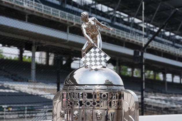 INDIANAPOLIS, IN - MAY 18: The Borg Warner Trophy is placed on the yard of bricks for a group driver photo to be taken before practice for the 110th Running of the Indianapolis 500 on May 18th, 2026, at the Indianapolis Motor Speedway in Indianapolis, Indiana. (Photo by Brian Spurlock Icon Sportswire) AUTO: MAY 18 NTT IndyCar, Indy Car, IRL, USA Series Indianapolis 500 Practice EDITORIAL USE ONLY Icon26051850021