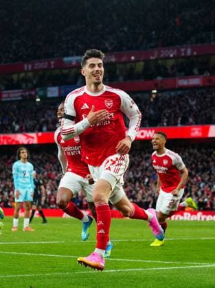 Kai Havertz of Arsenal celebrates scoring the opening goal Arsenal v Burnley, Premier League, Football, Emirates Stadium, London, UK - 18 May 2026London Emirates Stadium United Kingdom EDITORIAL USE ONLY No use with unauthorised audio, video, data, fixture lists, club league logos or live services. Online in-match use limited to 120 images, no video emulation. No use in betting, games or single club league player publications. Copyright: xJavierxGarcia Shutterstockx 16881286q