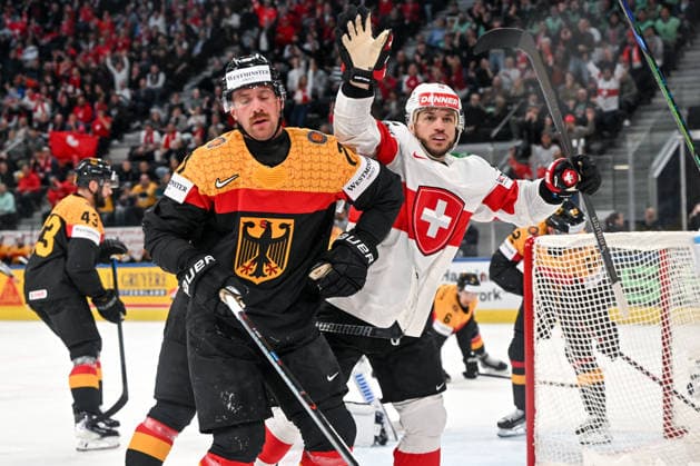 ZURICH, SWITZERLAND - MAY 18: Sven Andrighetto of Switzerland celebrates his goal during the 2026 IIHF Ice hockey, Eishockey World Championship, WM, Weltmeisterschaft Switzerland game between Germany and Switzerland at Swiss Life Arena on May 18, 2026 in Zurich, Zurich. Zurich Swiss Life Arena Zurich Switzerland *** ZURICH, SWITZERLAND MAY 18 Sven Andrighetto of Switzerland celebrates his goal during the 2026 IIHF Ice Hockey World Championship Switzerland game between Germany and Switzerland at Swiss Life Arena on May 18, 2026 in Zurich, Zurich Zurich Swiss Life Arena Zurich Switzerland Copyright: xJustPictures.ch AndreaxBrancax jp-en-EuSpIm-JP7_ANB_Ger_Sui_18052026_2350