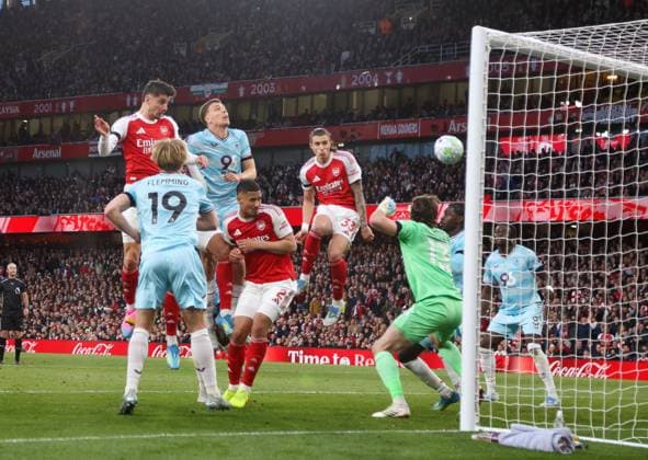 Kai Havertz scores the opening goal for Arsenal Arsenal v Burnley, Football, Premier League, Emirates Stadium, Islington, London, UK - 18 05 2026 EDITORIAL USE ONLY No use with unauthorised audio, video, data, fixture lists, club league logos or live services. Online in-match use limited to 120 images, no video emulation. No use in betting, games or single club league player publications. Copyright: xMattxImpey Shutterstockx 16882378c