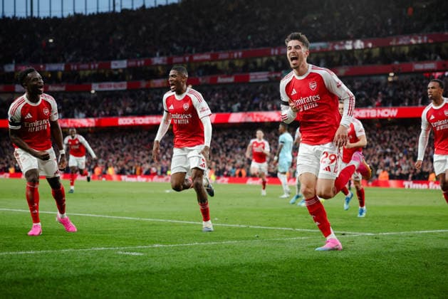 Premier League 2025 26 Arsenal v Burnley Emirates Stadium 18.05.2026 Kai Havertz of Arsenal scores and celebrates 1-0 Premier League 2025 26 Arsenal v Burnley Emirates Stadium 18.05.2026 Photograph By Marc Aspland The Times  Copyright: xMarcxAsplandx NINTCHDBPICT001081981084