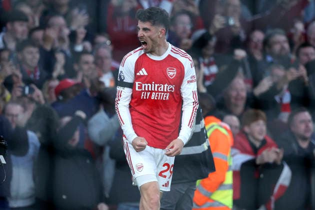 Arsenal v Burnley - Premier League Kai Havertz of Arsenal celebrates 1st goal during the Premier League match between Arsenal and Burnley at Emirates Stadium on May 18, 2026 in London, England. WARNING! This Photograph May Only Be Used For Newspaper And Or Magazine Editorial Purposes. May Not Be Used For Publications Involving 1 player, 1 Club Or 1 Competition Without Written Authorisation From Football DataCo Ltd. For Any Queries, Please Contact Football DataCo Ltd on +44 (0) 207 864 9121 London Emirates Stadium England United Kingdom Copyright: xAllstarxPicturexLibraryxLtdx
