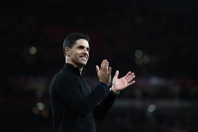 London, England, 18th May 2026. Mikel Arteta manager of Arsenal claps the fans during the Arsenal vs Burnley Premier League match at the Emirates Stadium, London. Picture credit should read: David Klein Sportimage EDITORIAL USE ONLY. No use with unauthorised audio, video, data, fixture lists, club league logos or live services. Online in-match use limited to 120 images, no video emulation. No use in betting, games or single club league player publications. SPI_035_DK_Arsenal_Burnley SPI-4808-0032