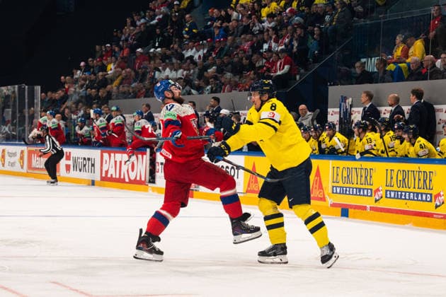FRIBOURG, FRIBOURG - MAY 18: Carl Grundström of Sweden during the 2026 IIHF World Championship, WM, Weltmeisterschaft Preliminary Round Group B match between Sweden and Czechia at BCF Arena on May 18, 2026 in Fribourg, Fribourg, Switzerland. Copyright: xLivioxBaeriswylx xSPPx Sportspressphoto_SPR149731