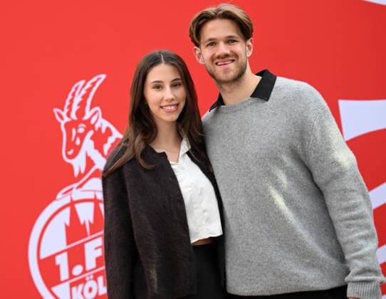 18 05 2026, xophax, Soccer 1 Bundesliga, Cologne Cologne , 1 FC Koeln end of season summer break end of season in the Cologne Flora Jan Thielmann 1 FC Cologne and girlfriend Nina Koeln