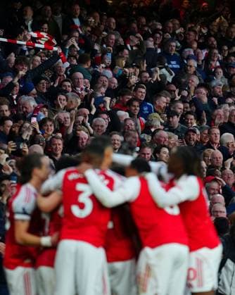 Arsenal fans celebrate the opening goal scored by Kai Havertz Arsenal v Burnley, Premier League, Football, Emirates Stadium, London, UK - 18 May 2026London Emirates Stadium United Kingdom EDITORIAL USE ONLY No use with unauthorised audio, video, data, fixture lists, club league logos or live services. Online in-match use limited to 120 images, no video emulation. No use in betting, games or single club league player publications. Copyright: xJavierxGarcia Shutterstockx 16881286ay