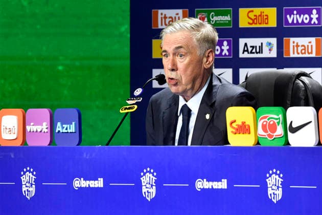 (260519) -- RIO DE JANEIRO, May 19, 2026 -- Carlo Ancelotti, head coach of Brazil s national football team speaks during a press conference, PK, Pressekonferenz announcing the 26-player squad for the 2026 FIFA World Cup, WM, Weltmeisterschaft, Fussball in Rio de Janeiro, Brazil, May 18, 2026. (Photo by Daniel Ramalho Xinhua) (SP)BRAZIL-RIO DE JANEIRO-2026 FIFA WORLD CUP-26-PLAYER SQUAD-PRESS CONFERENCE JinxHaoyuan