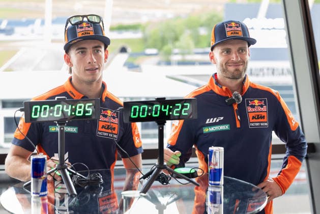MOTORSPORTS - MotoGP, GP of Austria 2026 SPIELBERG,AUSTRIA,19.MAY.26 - MOTORSPORTS - MotoGP, Grand Prix of Austria, Red Bull Ring, preview, media day. Image shows Pedro Acosta (ESP Red Bull KTM Factory Racing) and Brad Binder (RSA Red Bull KTM Factory Racing).  GEPAxpictures xHaraldxSteiner