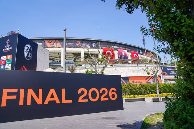 Turkey Football UEFA Europa League 2025 2026, Final in Istanbul SC Freiburg vs Aston Villa Tüpras Stadyumu Istanbul Turkey, Istanbul, Europa League Final 2026, UEFA Europa League, Final 2026, Tüpras Stadyumu, Besiktas Park, Stadium, FINAL 2026, UEFA Branding, UEFA Sponsors, Hankook, Enterprise Rent A Car, Strauss, Swissquote, SC Freiburg, Aston Villa, soccer, football, sports event, event look, stadium façade, Turkish flags, Mustafa Kemal Atatürk, Gate G2, fan area, European Cup, major event, media event, Istanbul Final 2026, sports tourism, soccer culture Copyright: xJOERANxSTEINSIEKx