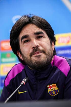 May 19, 2026, Sant Joan Despi, Barcelona, SPAIN: Pere Romeu, head coach attends his press conference, PK, Pressekonferenz during the training day of FC Barcelona, Barca ahead UEFA Women Champions League 2025 26, Final football match against OL Lyonnes at Ciutat Esportiva Joan Gamper on May 19, 2026 in Sant Joan Despi, Barcelona, Spain. FC Barcelona Training And Media Day - UEFA Women Champions League 2025 26 Final - ZUMAa181 20260519_zaa_a181_140 Copyright: xJavierxBorregox