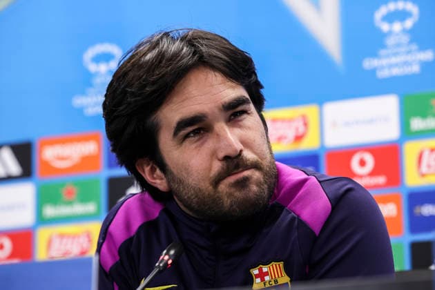 May 19, 2026, Sant Joan Despi, Barcelona, SPAIN: Pere Romeu, head coach attends his press conference, PK, Pressekonferenz during the training day of FC Barcelona, Barca ahead UEFA Women Champions League 2025 26, Final football match against OL Lyonnes at Ciutat Esportiva Joan Gamper on May 19, 2026 in Sant Joan Despi, Barcelona, Spain. FC Barcelona Training And Media Day - UEFA Women Champions League 2025 26 Final  - ZUMAa181 20260519_zaa_a181_144 Copyright: xJavierxBorregox