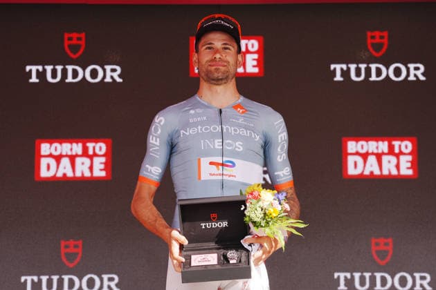 Italy™s Filippo Ganna of Netcompany Ineos winner of the stage on the podium during Stage 10, an individual time trial at the Giro d™Italia, from Viareggio to Massa, Italy, Tuesday, May 19, 2026.  Copyright: xGianxMattiaxD Albertox xLaPressex