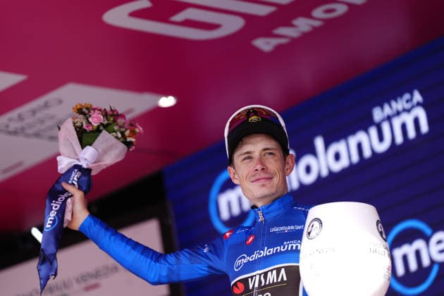 Denmark™s Jonas Vingegaard Hansen of Team Visma Lease A Bike during Stage 10, an individual time trial at the Giro d™Italia, from Viareggio to Massa, Italy, Tuesday, May 19, 2026.  Copyright: xFabioxFerrarix xLaPressex