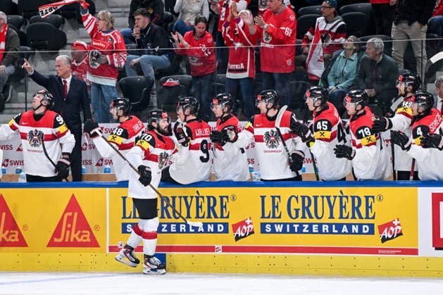 ZURICH, SWITZERLAND MAY 19 Benjamin Nissner of Austria celebrates his goal during the 2026 IIHF Ice Hockey World Championship Switzerland game between Latvia and Austria at Swiss Life Arena on May 19, 2026 in Zurich, Zurich Zurich Swiss Life Arena Zurich Switzerland Copyright: xJustPictures.ch AndreaxBrancax jp-en-EuSpIm-JP7_ANB_Lat_Aut_19052026_4464
