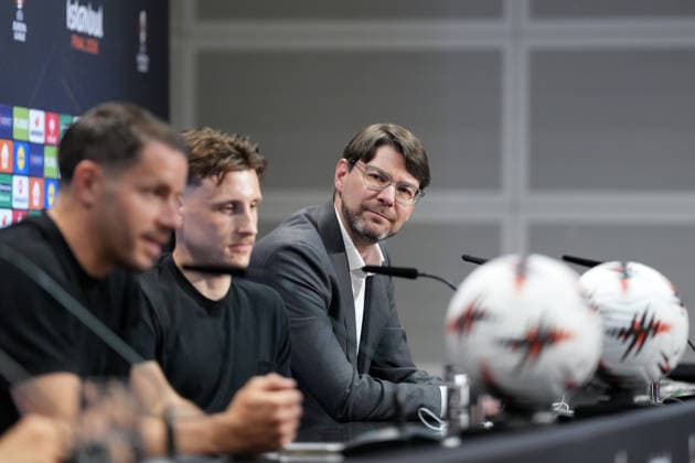 Sascha Glunk at the PK, Press conference , Turkey, Football, UEFA Europa League, Final, 2025 2026, SC Freiburg vs Aston Villa, 19 05 2026, TüpraÅü Stadium, BeÅüiktaÅü Park, Istanbul Istanbul TüpraÅü Stadium, BeÅüiktaÅü Par Istanbul Turkey Copyright: xArnexAmbergx