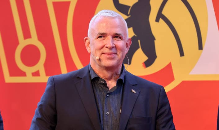 Präsident Dirk Zingler MV Mitgliederversammlung im Stadion An der Alten Försterei Fußball Fussball Bundesliga Herren DFL Saison 2025 2026 19.05.2026 1.FC Union Berlin FCU *** President Dirk Zingler MV General Meeting at Stadion An der Alten Försterei Sport Football Soccer Bundesliga Men DFL Season 2025 2026 19 05 2026 1 FC Union Berlin FCU