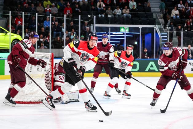 Ice hockey, Eishockey - IIHF WC 2026 ZURICH,SWITZERLAND,19.MAY.26 - ICE HOCKEY - IIHF Ice Hockey World Championship, WM, Weltmeisterschaft 2026, group stage, Austria vs Latvia. Image shows Paul Huber (AUT).  GEPAxpictures xMaticxKlansek