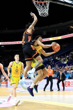 DEU, easyCredit BBL, ALBA vs Rasta Vechta, 19 05 2026, Uber Arena, Berlin, DEU, easyCredit BBL, ALBA vs Rasta Vechta, pictured Jack Kayil ALBA Berlin 7 , Tevin Brown RASTA Vechta 10 nordphotoxGmbHx xEngler nph00076