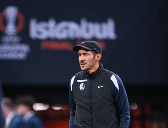 FOOTBALL EUROPA LEAGUE SEASON 2025 2026 Final in Istanbul 19 05 2026 SC Freiburg Aston Villa training SC Freiburg at Besiktas Park Stadium, coach Julian Schuster watches the training session